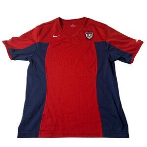 VINTAGE Nike USA National Soccer Team Jersey Women S Red‎ Navy Dri-FIT Retro